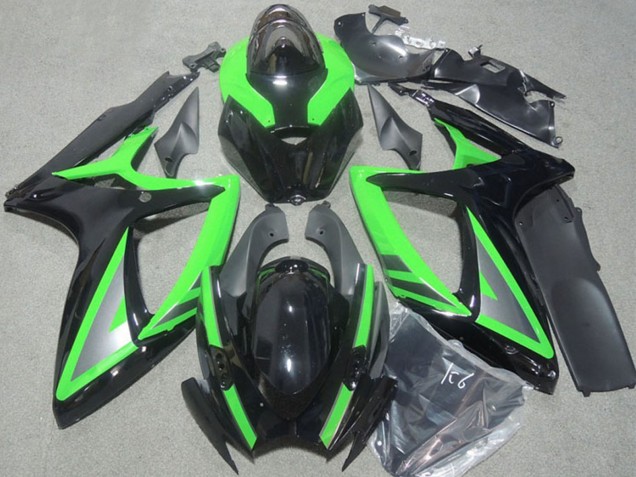 Carenado Moto Suzuki GSXR 600 2006-2007 - Verde Negro Brillante Plata