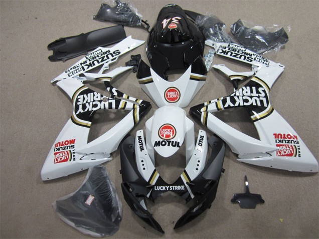 Carenado Moto Suzuki GSXR 600 2006-2007 - Blanco Negro Rojo Lucky Strike Motul