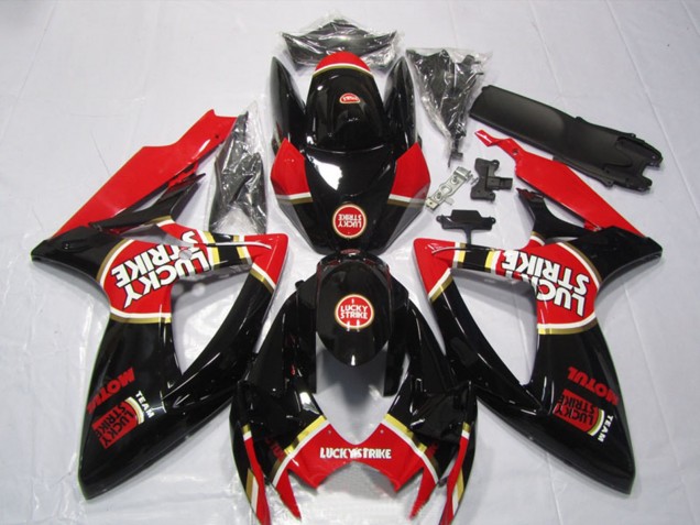 Carenado Moto Suzuki GSXR 600 2006-2007 - Negro Brillante Rojo Blanco Lucky Strike Motul