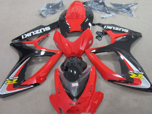 Carenado Moto Suzuki GSXR 600 2006-2007 - Rojo Plata Negro Brillante Amarillo