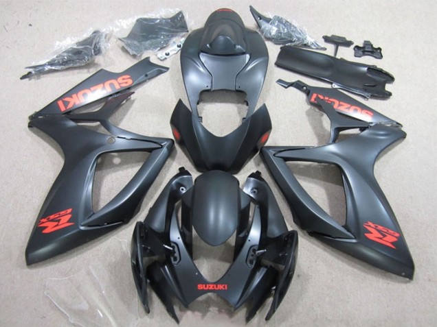Carenado Moto Suzuki GSXR 600 2006-2007 - Negro Mate Rojo Calcomanía