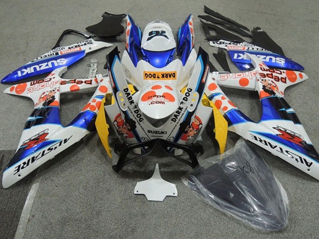 Carenado Moto Suzuki GSXR 600 2008-2010 - Blanco Azul Naranja Alstare Dark Dog