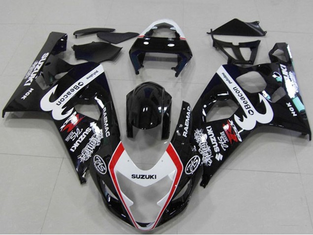 Carenado Moto Suzuki GSXR 750 2004-2005 - Negro Brillante Blanco Rojo Faro