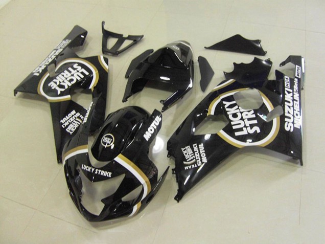 Carenado Moto Suzuki GSXR 750 2004-2005 - Negro Brillante Blanco Lucky Strike Motul