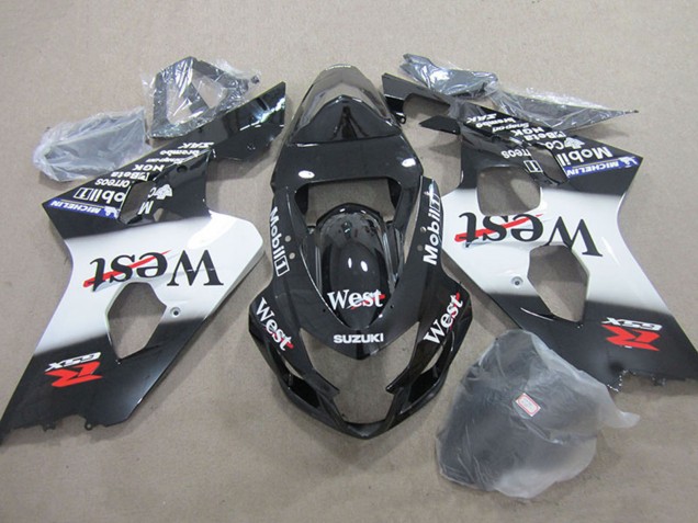 Carenado Moto Suzuki GSXR 750 2004-2005 - Negro Brillante Blanco West Mobil