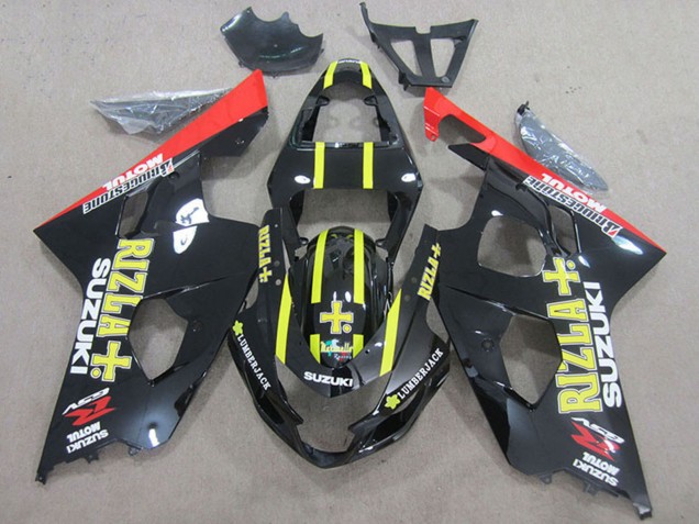 Carenado Moto Suzuki GSXR 750 2004-2005 - Negro Rojo Amarillo Rizla