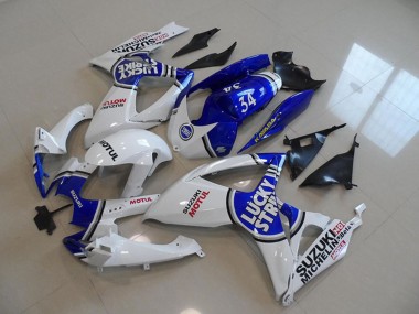 Carenado Moto Suzuki GSXR 750 2006-2007 - Blanco Azul Lucky Strike Motul 34