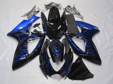 Carenado Moto Suzuki GSXR 750 2006-2007 - Negro Brillante Azul Llama