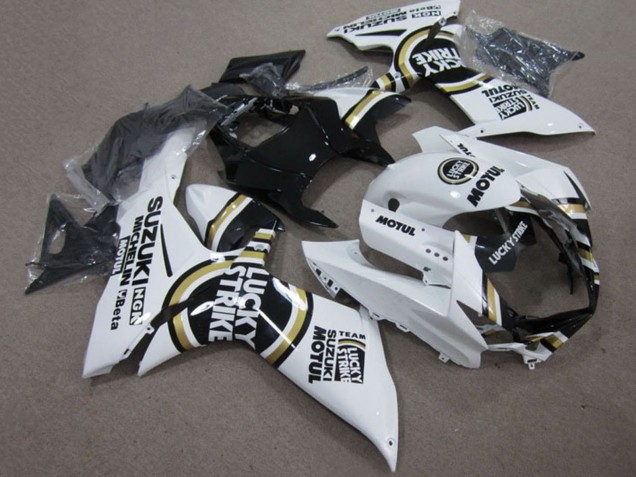 Carenado Moto Suzuki GSXR 750 2011-2024 - Blanco Lucky Strike Negro Motul