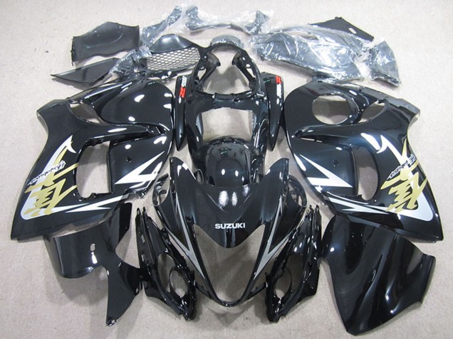 Carenado Moto Suzuki GSXR 1300 Hayabusa 2008-2020 - Negro Brillante Blanco Oro Calcomanía