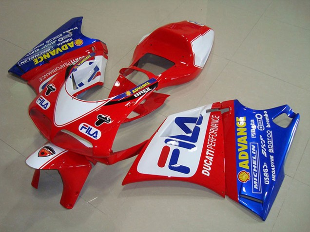 Carenado Moto Ducati 748 1993-2005 - Blanco Rojo Azul Fila