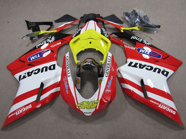 Carenado Moto Ducati 1198 2007-2014 - Blanco Amarillo Rojo Generali 46