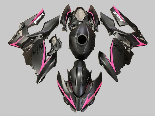 Carenado Moto Kawasaki EX400 2018-2024 - Negro Mate Rosa