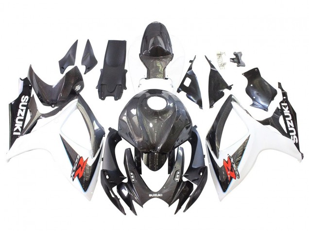 Carenado Moto Suzuki GSXR 600/750 2006-2007 - Negro Blanco FibraCarbono Estilo