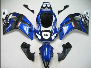 Carenado Moto Yamaha YZF 600 R6 1998-2002 - Azul Blanco Negro Mate